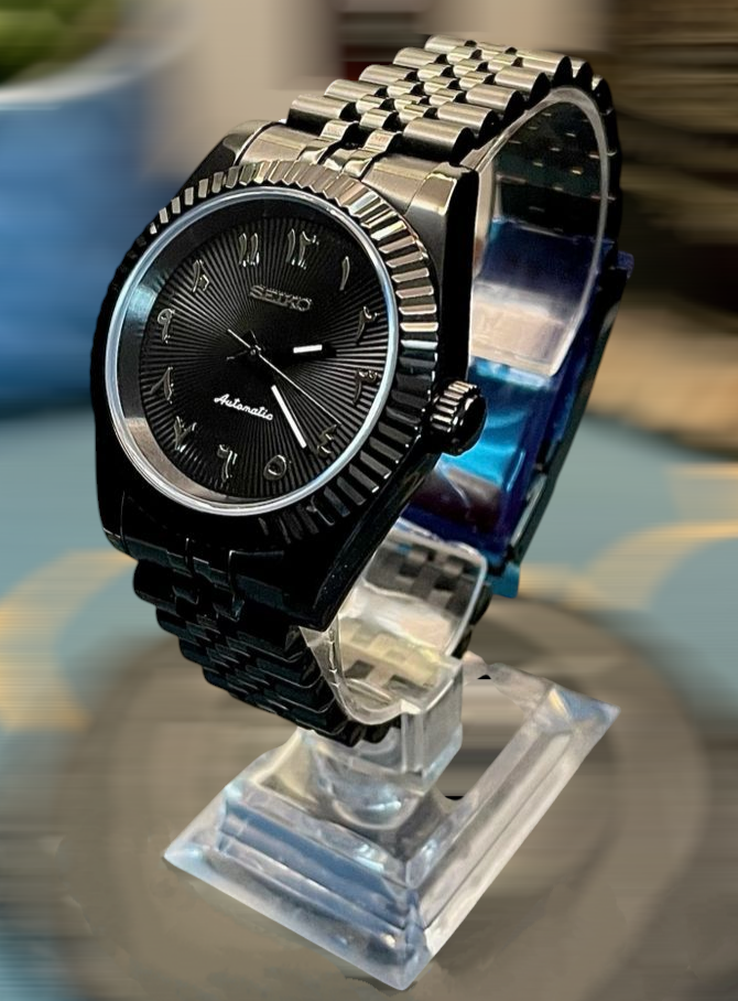 Seiko DateJust All Black Arabic Mod