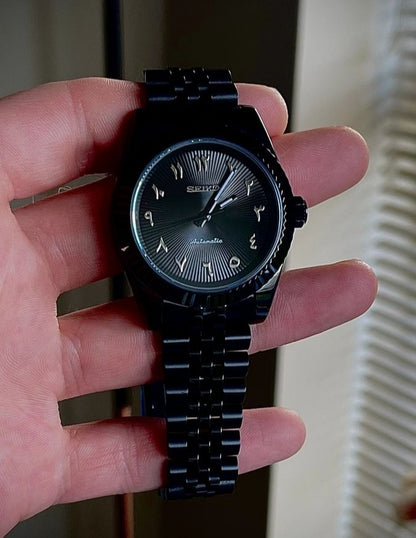 Seiko DateJust All Black Arabic Mod