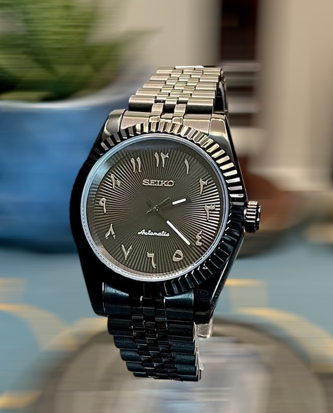 Seiko DateJust All Black Arabic Mod