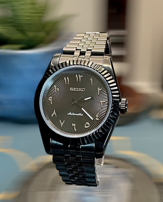 Seiko DateJust All Black Arabic Mod