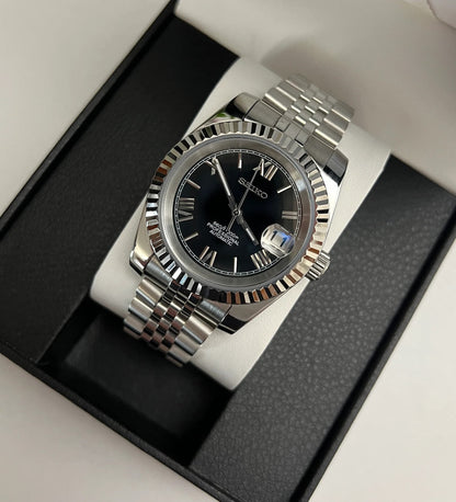 Seiko DateJust Black Roman Mod