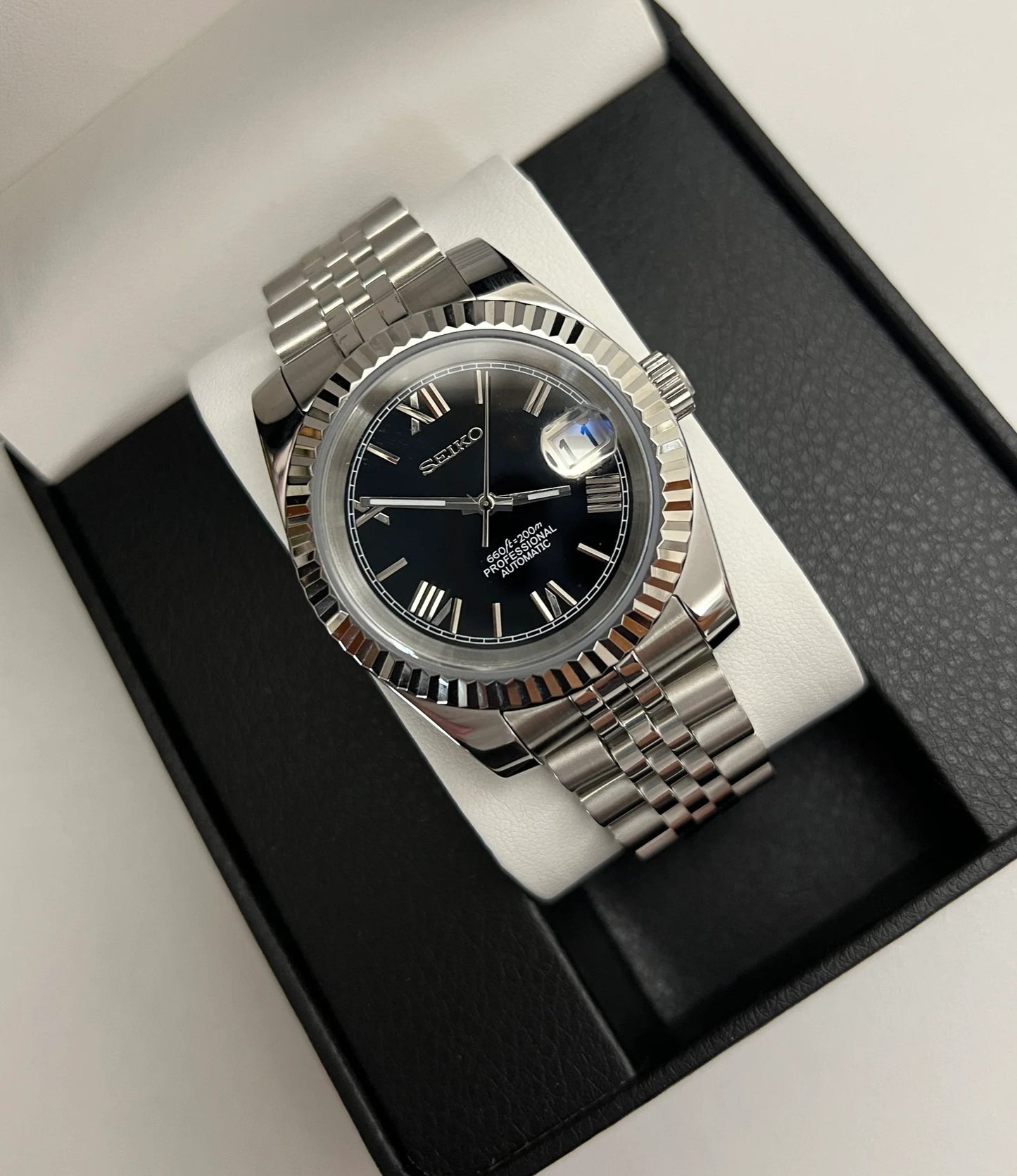Seiko DateJust Black Roman Mod