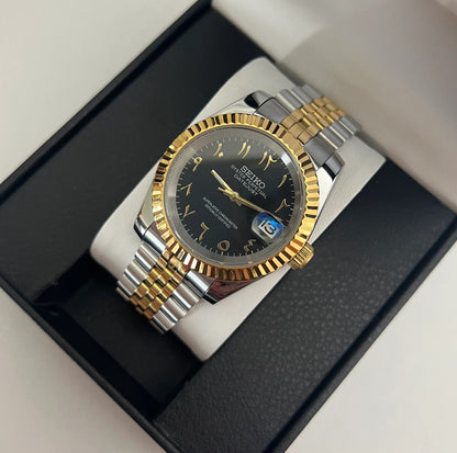 Seiko DateJust Silver Gold Arabic Mod