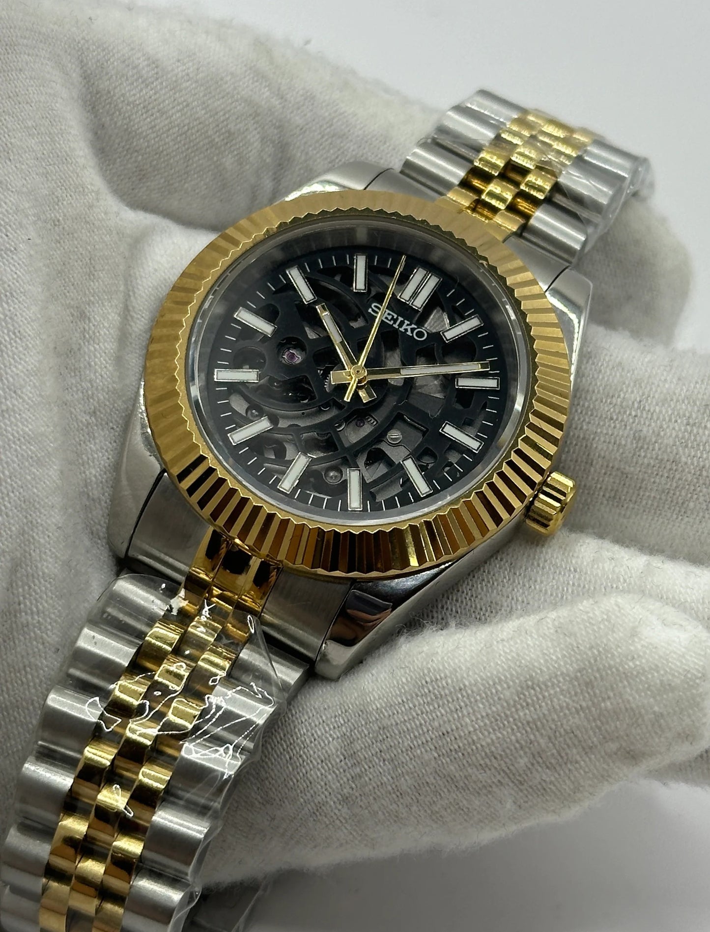 Seiko DateJust Skeleton Gold Mod