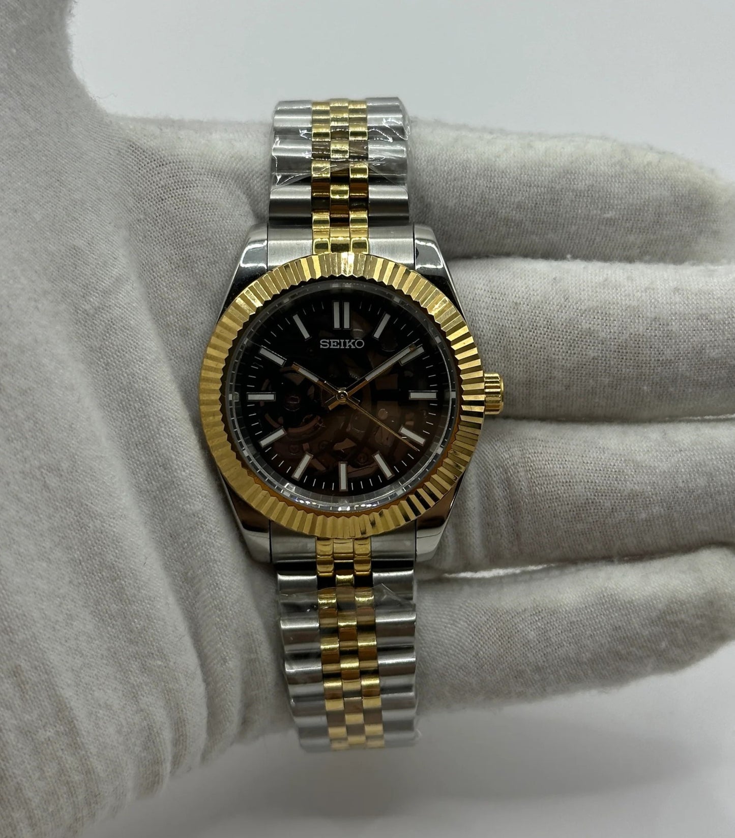 Seiko DateJust Skeleton Gold Mod