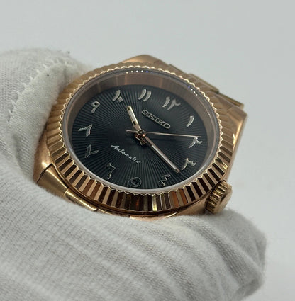 Seiko DateJust Black Arabic Dial Gold Mod