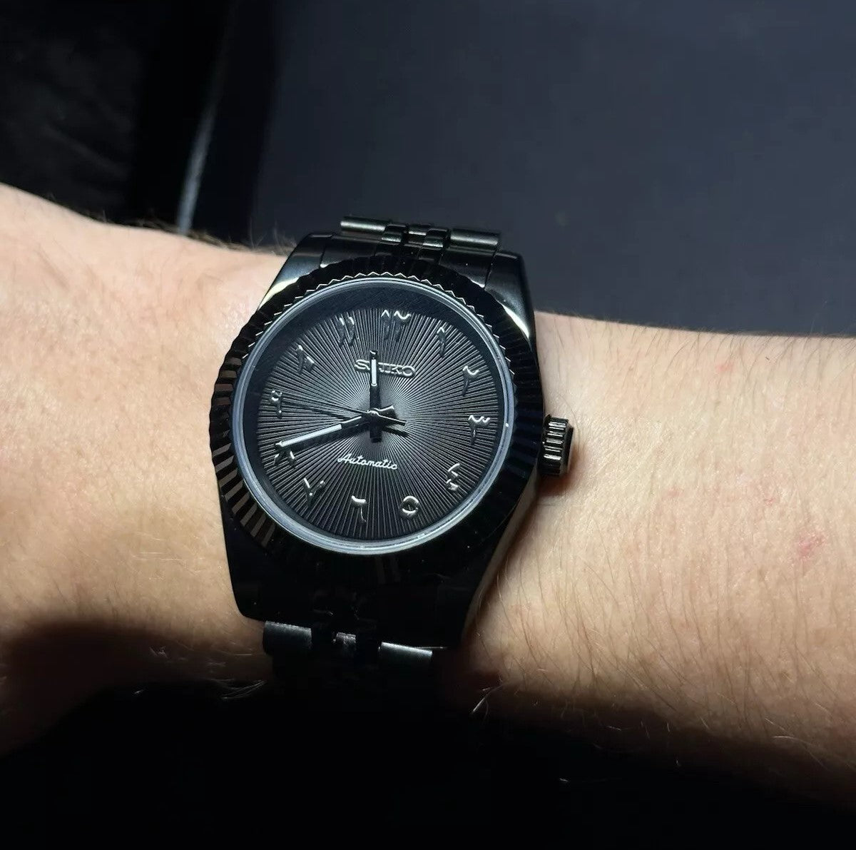 Seiko DateJust All Black Arabic Mod